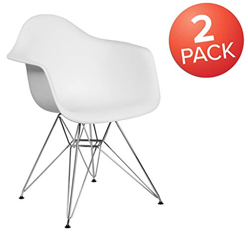 Flash Furniture 2 Pack Alonza Series White Plastic Chair With Chrome Base #TOP3