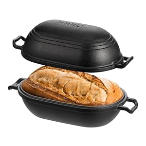 Cast Iron Loaf Pan with Lid-Bread Baking Pan for Sourdough,Pre-Seasoned Oval Dutch Oven, 9 x 5-4/5 Inch Loaf Pans for Homemade,Heavy Duty with Even Heating