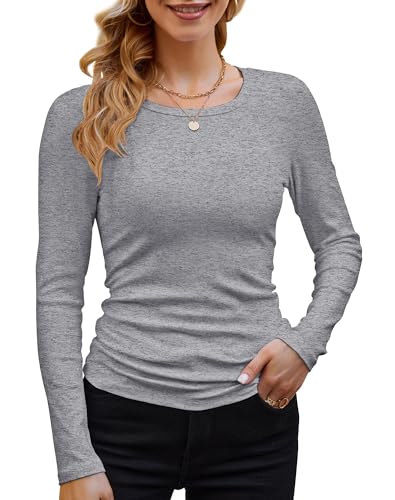 DUOEASE Langarmshirt Damen Basic Longsleeve Elegant Langarm Oberteile...