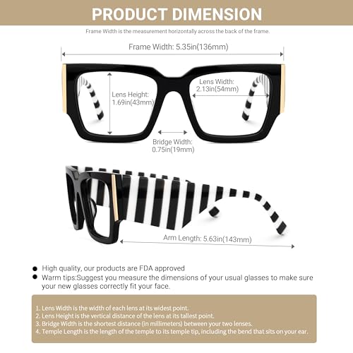 Image of VOOGLAM Stylish Oversize Rectangle Blue Light Blocking Glasses for Women Men Anti Eyestrain Dry Eyes Eyewear Fantasia