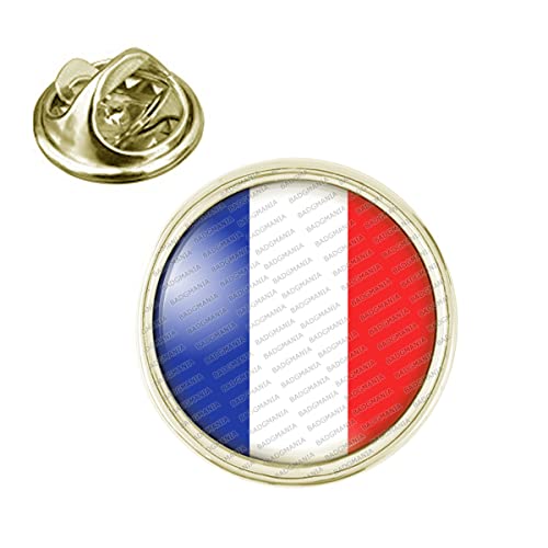BADGMANIA - Badgmania Pin's Doré 20mm France Tricolore Bleu Blanc Rouge Drapeau Français Logo 18mm Pins Bouton Epinglette