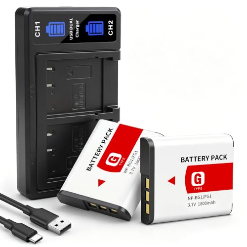 NP-BG1 Battery 2-Pack with Charger Compatible for Sony Cyber-Shot DSC W130