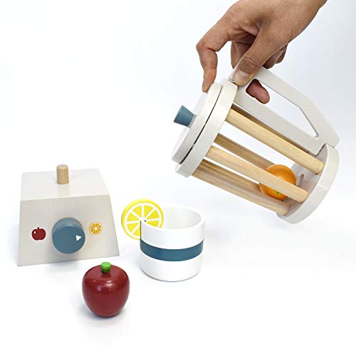 Little Log Standmixer Kinderküche aus Holz, mit abnehmbarem Deckel, Haltegriff und Knopf, inkl Obst. – Bild 5