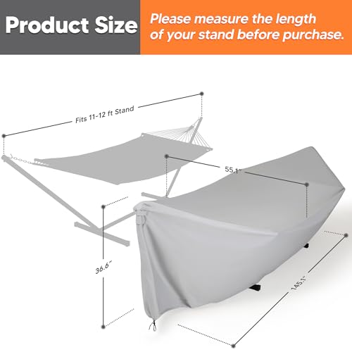 Image of SUNCREAT Hammock Cover, Water-Resistant Polyester Hammock Stand Cover for 11-12ft Stand, Gray