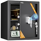 SAFEWASJOYE 指紋生体認証金庫 2.0立方フィート 耐火金庫 指識別キーロック付き 指紋安全 ホームオフィス ホテル ジュエリー 書類 パスポート 貴重品 銃の安全な収納
