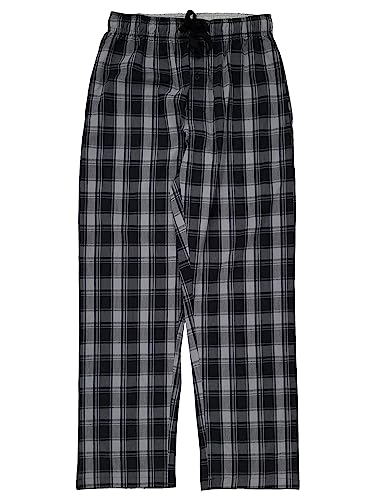 Hanes Men's Tag Free Comfort Flex Plaid Pajama Lounge Pant, 2X-Large, Grey and Black