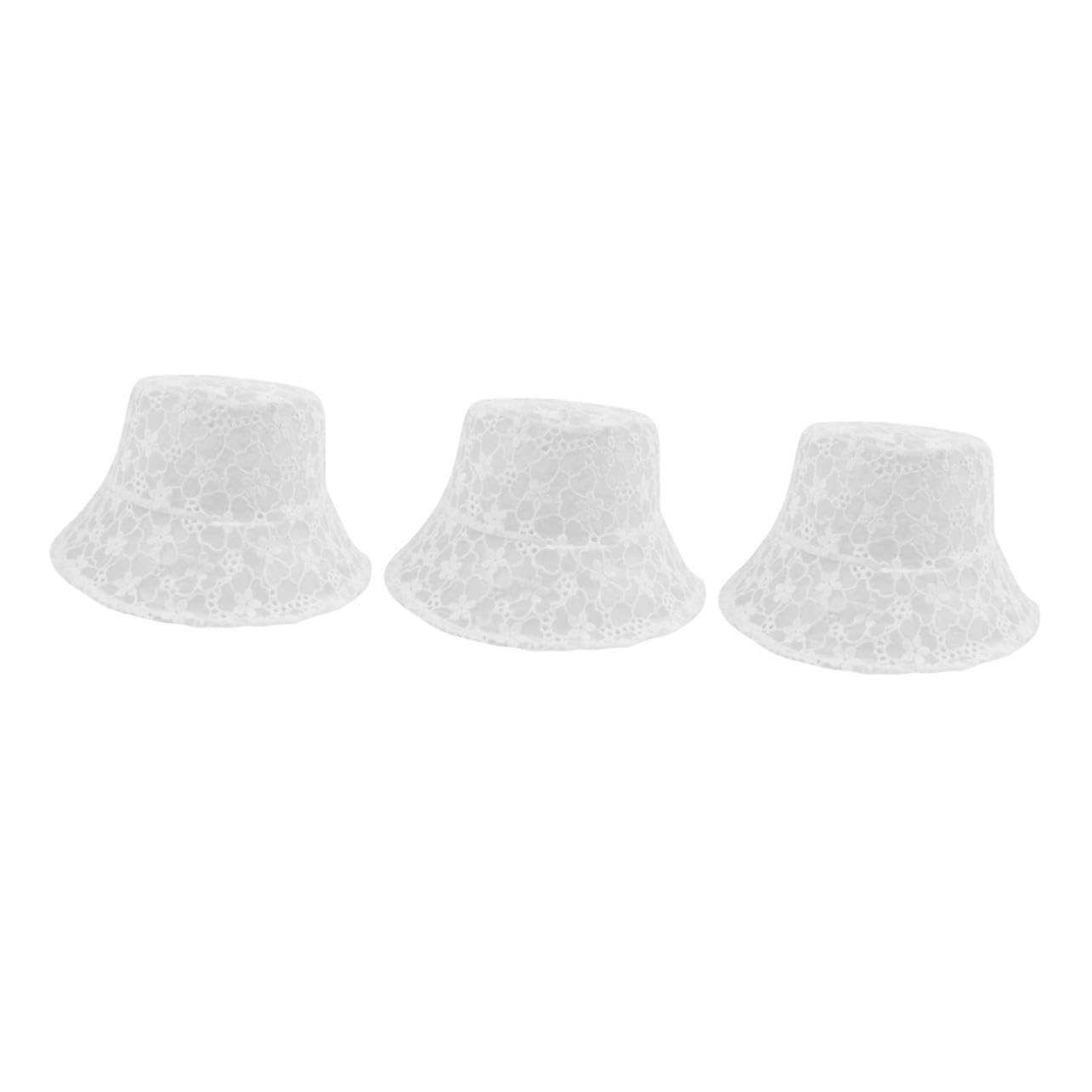 Veemoon Lot De 3 en Dentelle Chapeaux De Plage Chapeau De Soleil pour Adulte Protection Solaire Protection UV Chapeau De Pêcheur Blanc