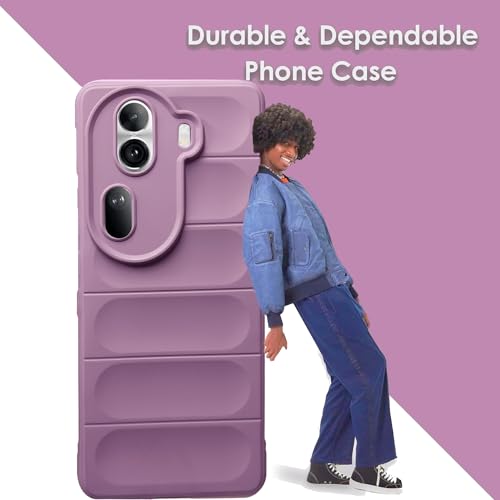 Image of A rtistque Liquid Silicone Stripes Back Cover Case for Oppo Reno 11 Pro 5G | with Camera Protection | with Inner Fabric | Anti Slip Grip | AirBag Case - Purple