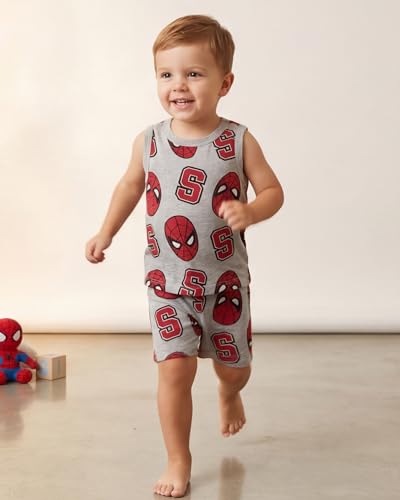 Image of Marvel Spider-Man Toddler Boys Tank Tops & Shorts Outfit Set, All-Over Graphic Print, 2-Piece