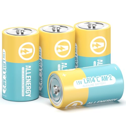 ALLENERGY C Batteries 4 Pack LR14 1.5V Alkaline Battery Long-Lasting, 10-Year Shelf Life