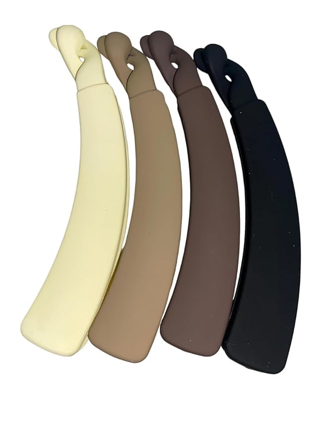 LV Global Banana Hair Clips for Women Cute Stylish Clip for All Hair Types Ponytail Hair Holder for Girls Matte Finish (Multicolour) (Pack of 6)