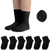 ADUDVLO 6 Pairs Kids School Socks – White & Black Socks Kids Crew, Boys & Girls Socks Seamless Cotton Blend, Soft Breathable Everyday Essentials (UK, Age, 10 Years, 15 Years, Regular, Black)