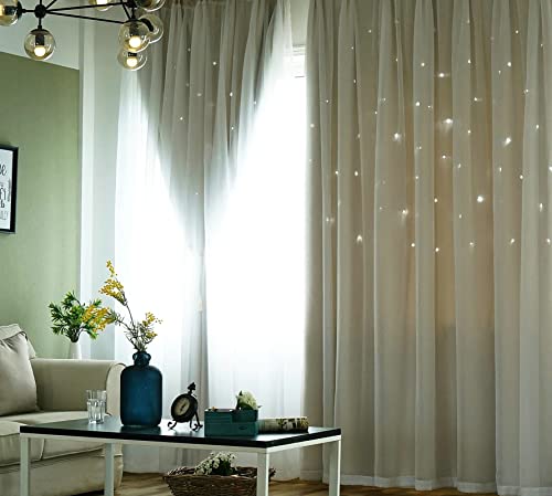 Cortinas beige de doble capa para un salón moderno y luminoso 5