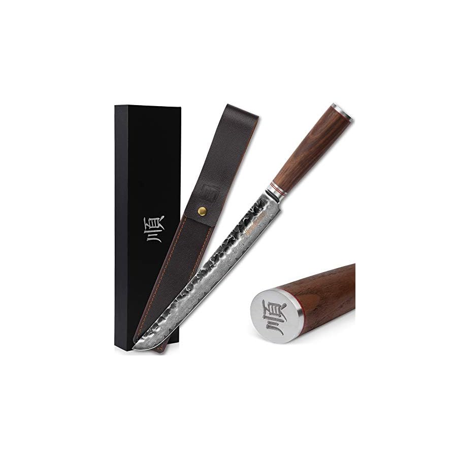 YOUSUNLONG-Sakimaru-Knife-11-inch-Pro-Sashimi-Sushi-Knife-Japanese-Damascus-Steel-Ergonomic-Design-Max-Yanagiba-Knife-Walnt-Handle-with-Leather YOUSUNLONG Sakimaru Knife 11 inch Pro Sashimi Sushi Knife Japanese Damascus Steel Ergonomic Design Max Yanagiba Knife Walnt Handle with Leather