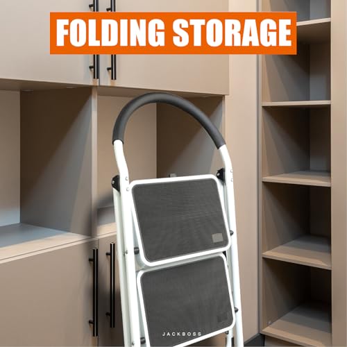 Image of Torin 2 Step Ladder, 400lbs Folding Stool with Anti-Slip Pedal, Capacity, Step Stool with Padded Handle for Kitchen, Household, Offices, ATRJZ9022BB