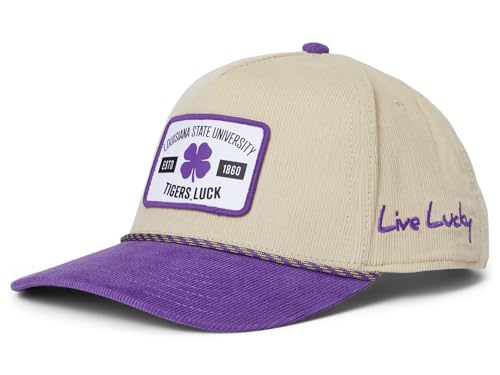 Black Clover Unisex LSU Legacy Adjustable Snapback Hat Natural/Purple/Corduory w Rope HD Patch One Size