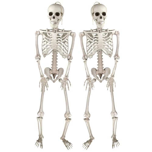 Jonami Decorazioni di Halloween Scheletri di Halloween Scheletro Realistico Posabile Interni Esterni Accessori Festa - 2 Pezzi 41cm