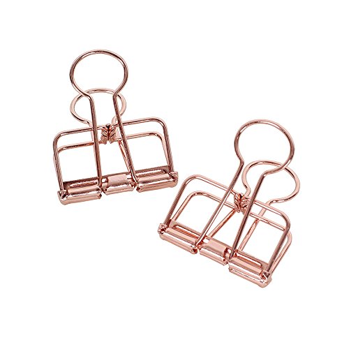 Pince-notes fil d'acier or rose 19 mm et 51 mm pour classement de documents et papeterie