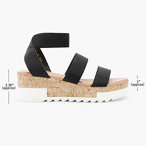 Image of DREAM PAIRS Women's Open Toe Elastic Platform Wedge Sandals | Lightweight flatform sandals with a cushioned footbed for walking, vacations, shopping and all-day comfort