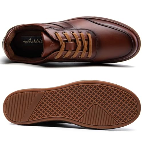 Image of Arkbird Casual Sneakers, Originals Oxford Lace-up Leather Shoes for Men Brown 9.5