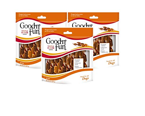 LITSPED Triple Flavored Kabobs Rawhide Chews for Dogs, 36-Count (3 Packs(24 Ounce/36 Count))