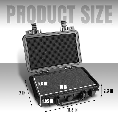 Image of Jack Boss 11.3x 7x 2.3 Inch Hard Case, Portable Weather Waterproof Protective Camera Case with Customizable Foam, Fit Use of Drones, Camera, Equipments, Black