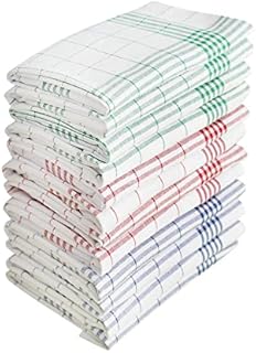 DG Collections Kitchen Dish Towels, 100% Natural Cotton Kitchen Towels, Set of 12 (15x25Inches), Multi-Purpose Kitchen Tea Towels, Very Soft, Highly Absorbent, Lint Free Vintage Style Hand Towels