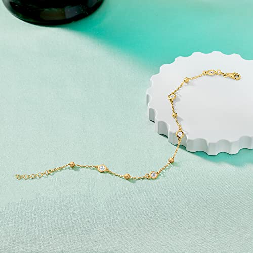 Ross-Simons Italian 1.15 Ct. T.w. Bezel-Set Cz Station Anklet #TOP4