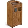 Pemberly Row 16" Farmhouse Wood Trash Box in Rustic Oak