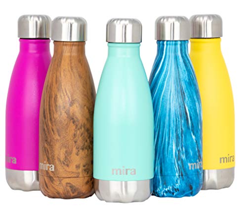MIRA 12 oz Insulated Water Bottle - Slim Stainless Steel Cola Shape Thermo - Double Wall Hot & Cold Flask (24Hr Cold/12Hr Hot) - Teal