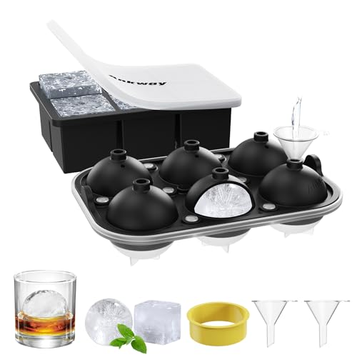 Ankway 2er Set Große Eiswürfelform Silikon, 5cm 6 Fach Eiswürfelbehälter Silikon mit Trichter, Eiswürfelform Kugel, BPA Frei Ice Cube Tray für Whisky Cocktails Saft Schokolade Süßigkeiten Ankway 2er Set Große Eiswürfelform Silikon, 5cm 6 Fach Eiswürfelbehälter Silikon mit Trichter, Eiswürfelform Kugel, BPA Frei Ice Cube Tray für Whisky Cocktails Saft Schokolade Süßigkeiten