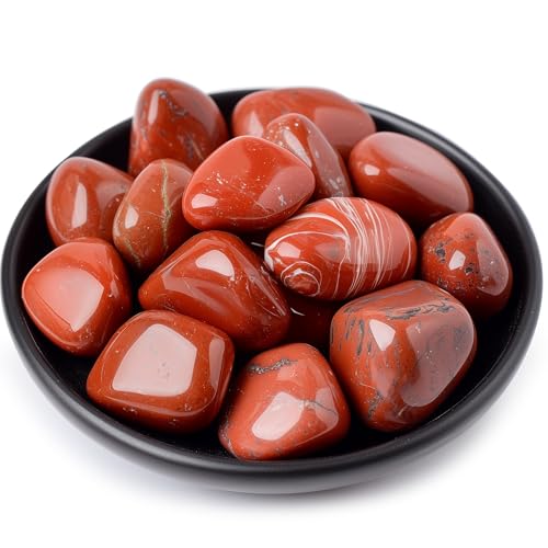 Image of Polished Stone Set Red Jasper Crystals, 0.8 inch Handpicked Tumbled Gemstones Rocks, Pebbles for Reiki, Chakra, Healing, Home Decor