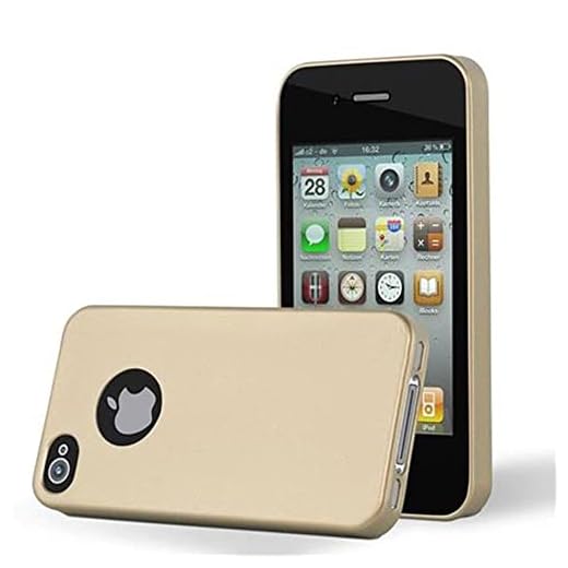 Cadorabo Case Compatible with Apple iPhone 4 / iPhone 4S in Metallic Gold - Shockproof and Scratch Resistant TPU Silicone Cover - Ultra Slim Protective Gel Shell Bumper Back Skin