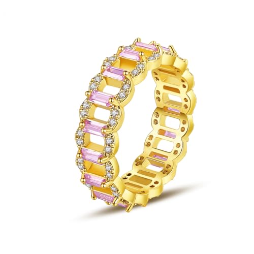 14K Gold Pink Moissanite Wedding Ring, Fashionable Jewelry for Modern Women, Ideal for Wedding and Anniversary