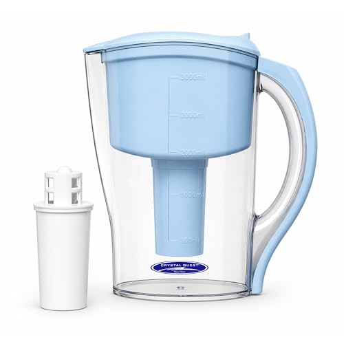Crystal Quest Water Filter Pitcher - 12-Cup Capacity, Includes 1 Long-Life Filter, BPA Free, Meets NSF Standard 42 - Filters up to 2,000 Gallons – Smart + Arsenic Removal/Light Blue