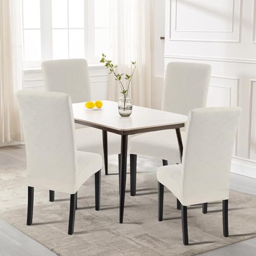 Image of SearchI Waterproof Dining Room Chair Covers, Set of 4, Beige Rectangular