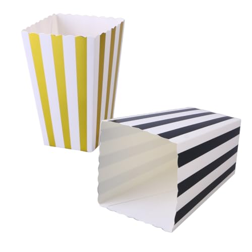 FUNOMOCYA Striped Popcorn Boxes Candy Containers 24 Supplies Water Resistant Paper Boxes Bulk Order