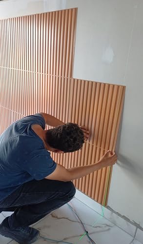Kit C/ 10 Placas 51x51 Revestimento Parede Alto Relevo Painel 3d Ripado 2,5 m² (Sem adesivo) Marrom - Freijo