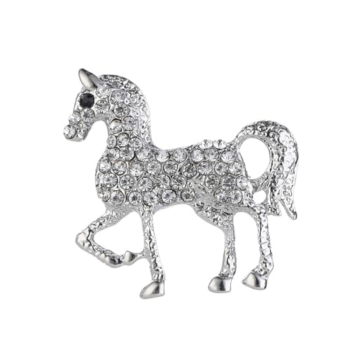 Image of Rhinestone Horse Animal Brooch Pin for Women Girls Men Fashion Crystal Pony Brooches Lapel Pins Cute Dress Accessories Holiday Party Race Jewelry Unisex Gift