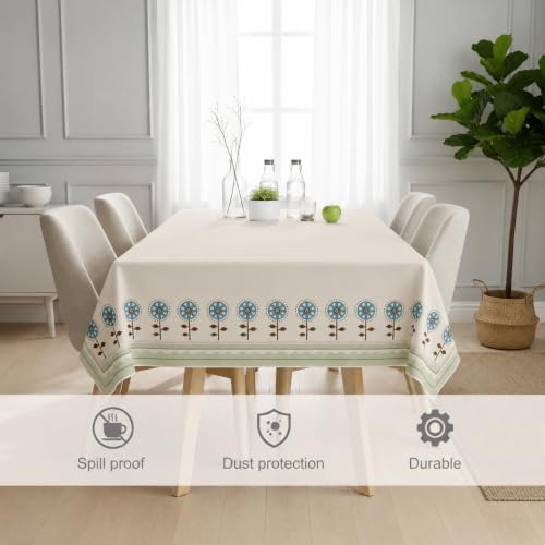 Image of STITCHNEST Cotton Slub Table Cover for 6 Seater Dining Table|54 x 78 Inches, Digitally Printed|Durable, Washable & Fade-Resistant Fabric