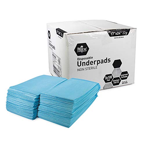 Medpride Disposable Underpads 17'' x 24'' (100-Count) Incontinence Pads, Bed Covers, Puppy Training | Thick, Super Absorbent Protection for Kids, Adults, Elderly | Liquid, Urine, Accidents #1