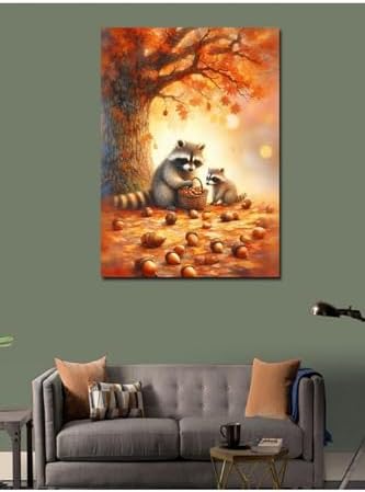 Tablo Mega Kanvas Tablo Fındık Toplayan Rakunlar 70 X 100 Cnvsdkey-117222-70-100 - Görsel 3