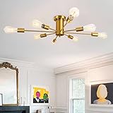 ETONIMERR Gold Sputnik Light Fixtures Ceiling Mount Brushed Brass Sputnik Chandelier 8-Light Modern...