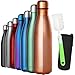 GeeRic Bouteille d'eau en Acier Inoxydable, Bouteille d'eau en Métal à Double Paroi Isolée sous Vide 12 Heures Chaudes et 24 Heures Boissons Froides Bouteilles 500 Ml/17 Oz Or Rose