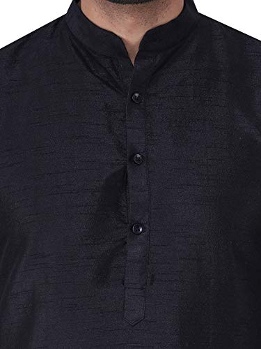 Image of HUZUR Men's Silk Solid Straight Long Kurta Pyjama Set| Ethnic Wear