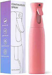 Toureal Continuous Spray Bottles for Hair 500ml Ultra Fine Mist Empty Water Sprayer Mister Spray Bottle for Hair Styling Salon Skin Care Gardening Plants Cleaning (Pink)