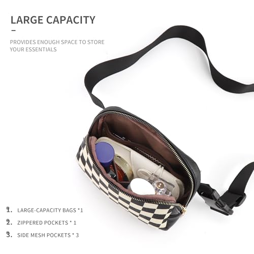 Image of Sling Bag Crossbody Bags For Women Plaid Striped Fanny Packs Chest Bag for Work Shopping