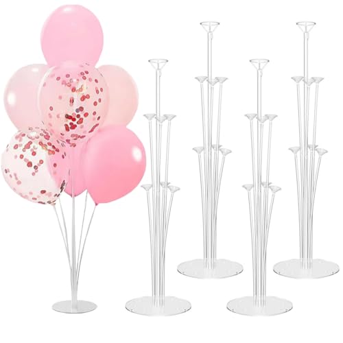 4 Sets Balloon Stand Kits, Balloon Sticks Holder with Base for Table, Decorations for Party Birthday Wedding Baby Shower Gender Reveal Graduation