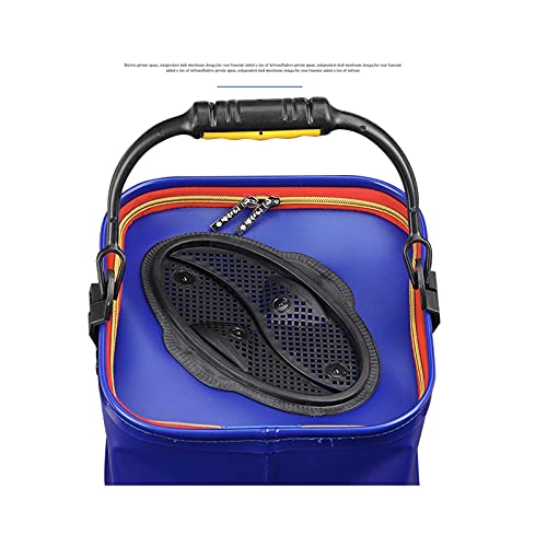 Cubo de pesca plegable azul de 24,5x24x25cm para camping 5