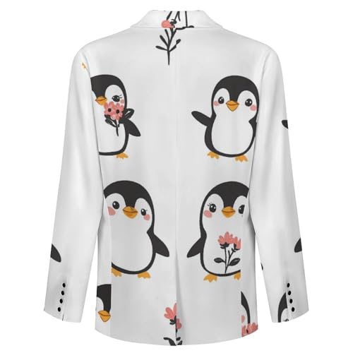 Penguins and Wild Flowers Classic Suits Blazer for Men Business Tuxedo Jacket Sport Coat Two Buttons4